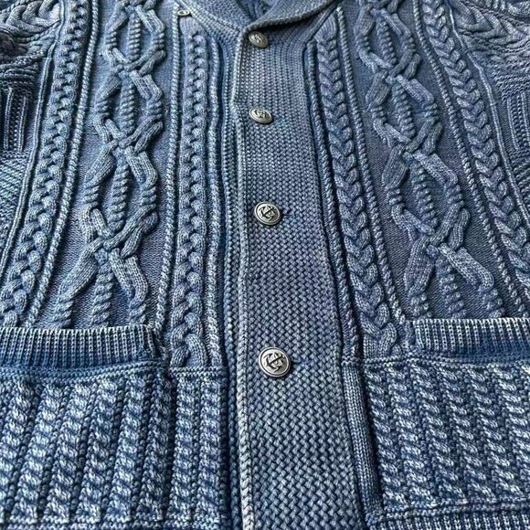 Polo Ralph Lauren Men's Double RL Aran-Knit Vintage Cotton Cardigan - Picture 10 of 14